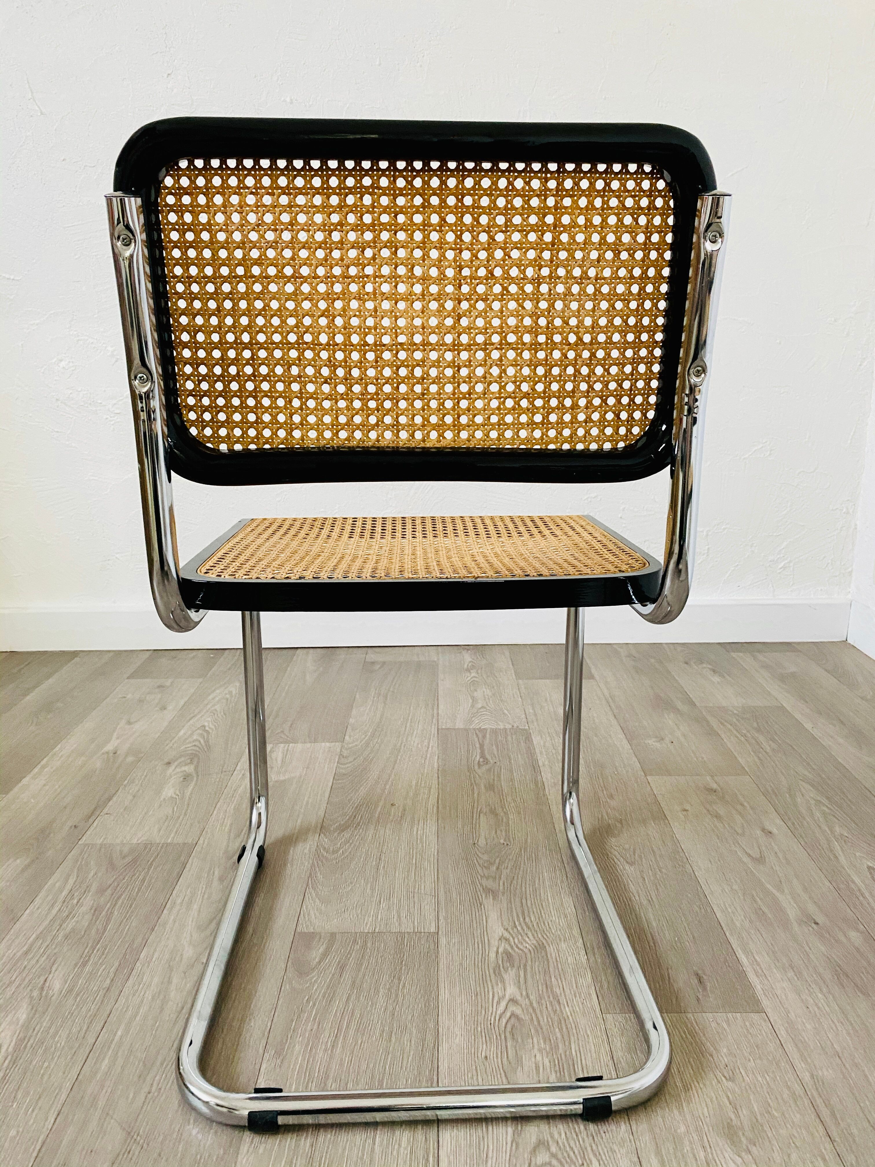 Paires de chaises de Marcel Breuer Cesca B32 noires