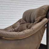 1970s, Scandinavian design, chair in safari style, original condition, leather.