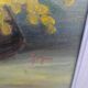 Tableau ancien, mimosa et violettes