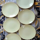 Set of 6 flat yellow plates porcelain from Salins model Tivoli