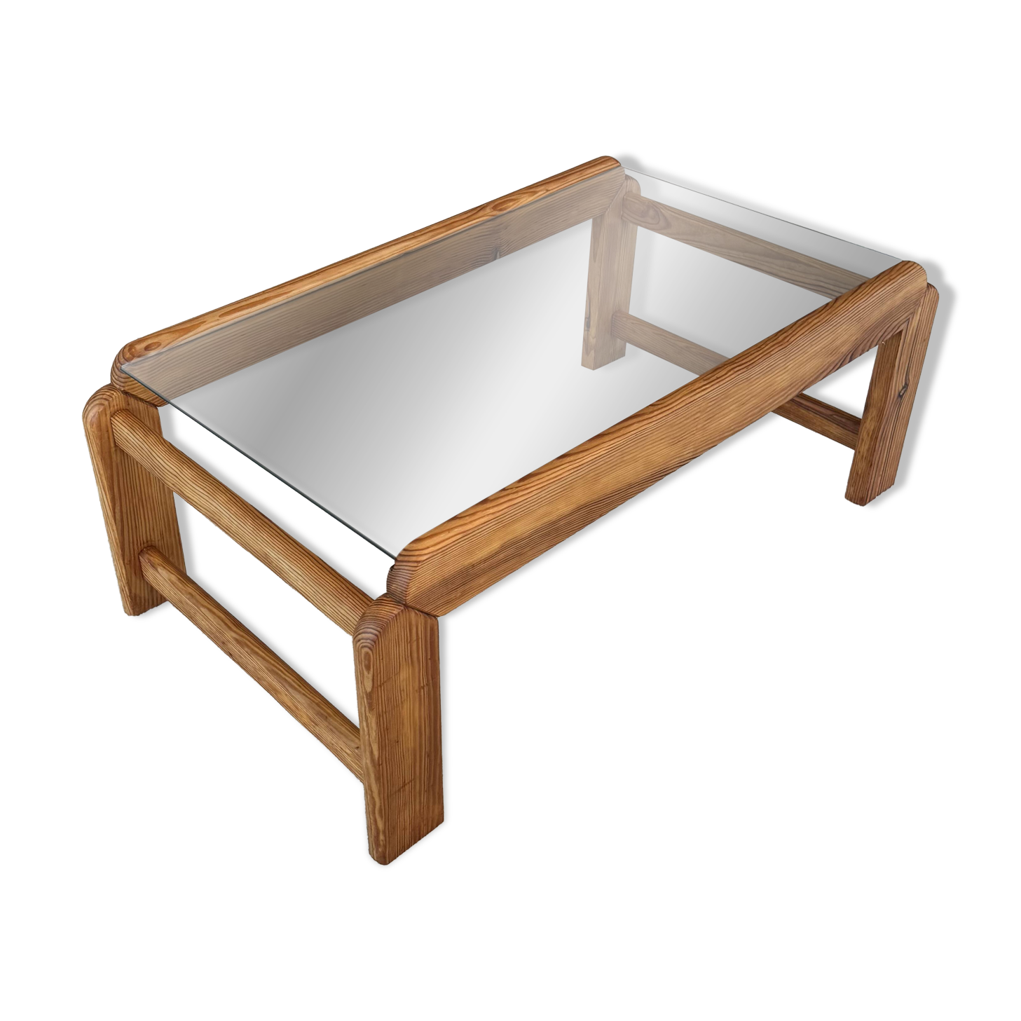 TRAVERSE - Coffee table in glass and wood