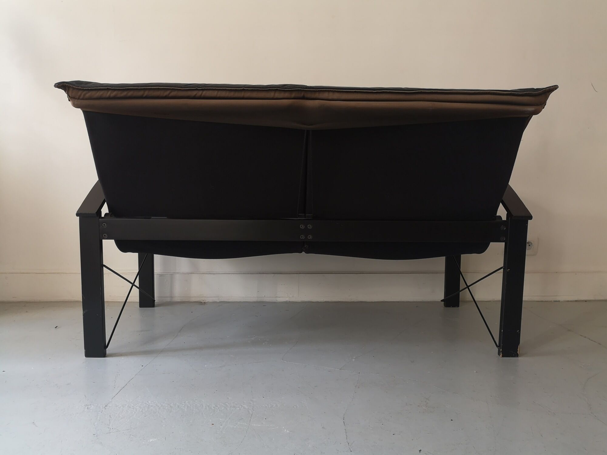 Black leather sofa by tord björklund for ikea, 1980