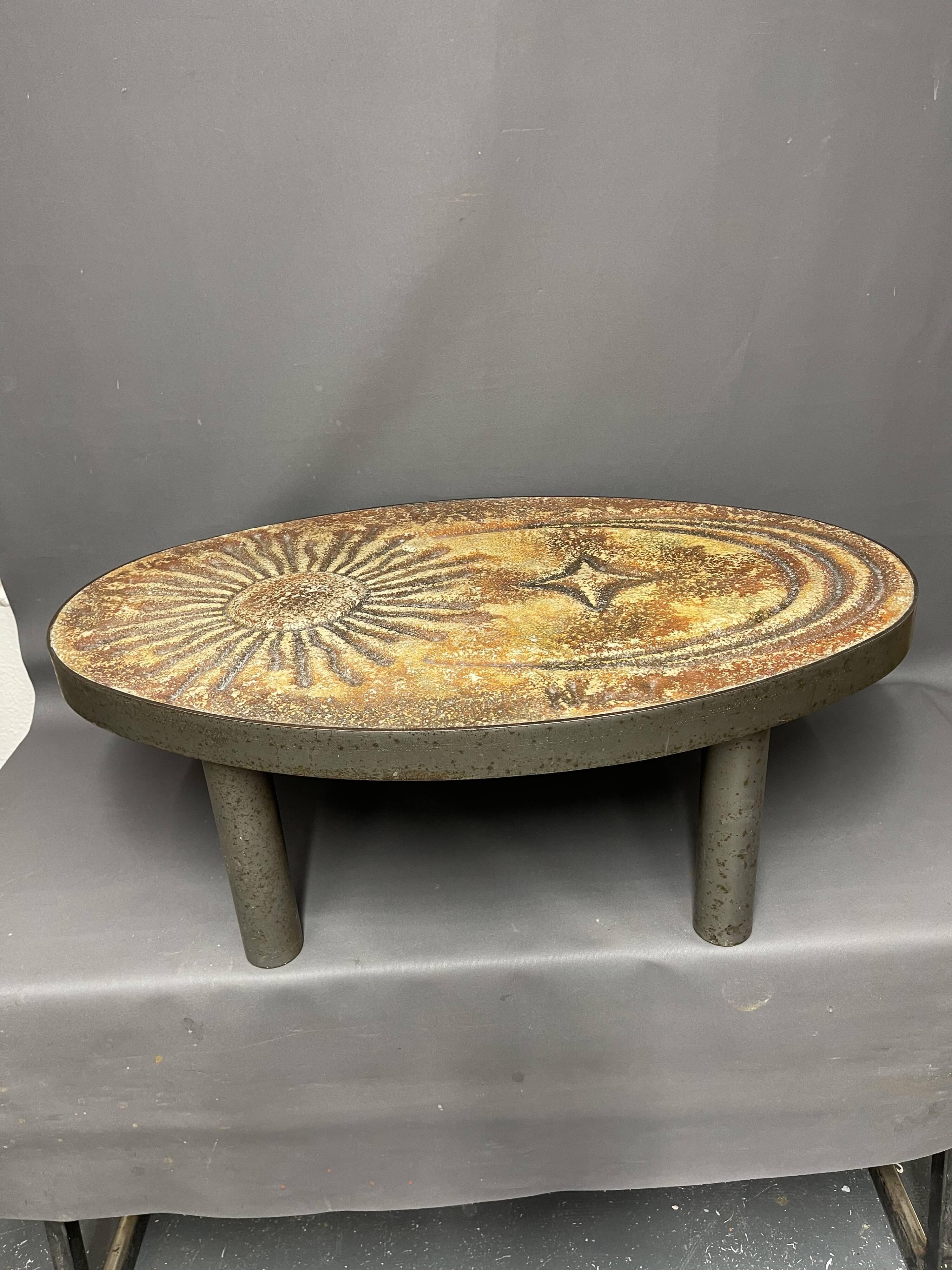 Sun coffee table in lava stone period 1960