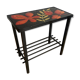 Table d’appoint ou bout de canapé en fer forgé et pierre de lave émaillée vers 1960
