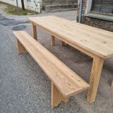 Set farmhouse table and 2 benches