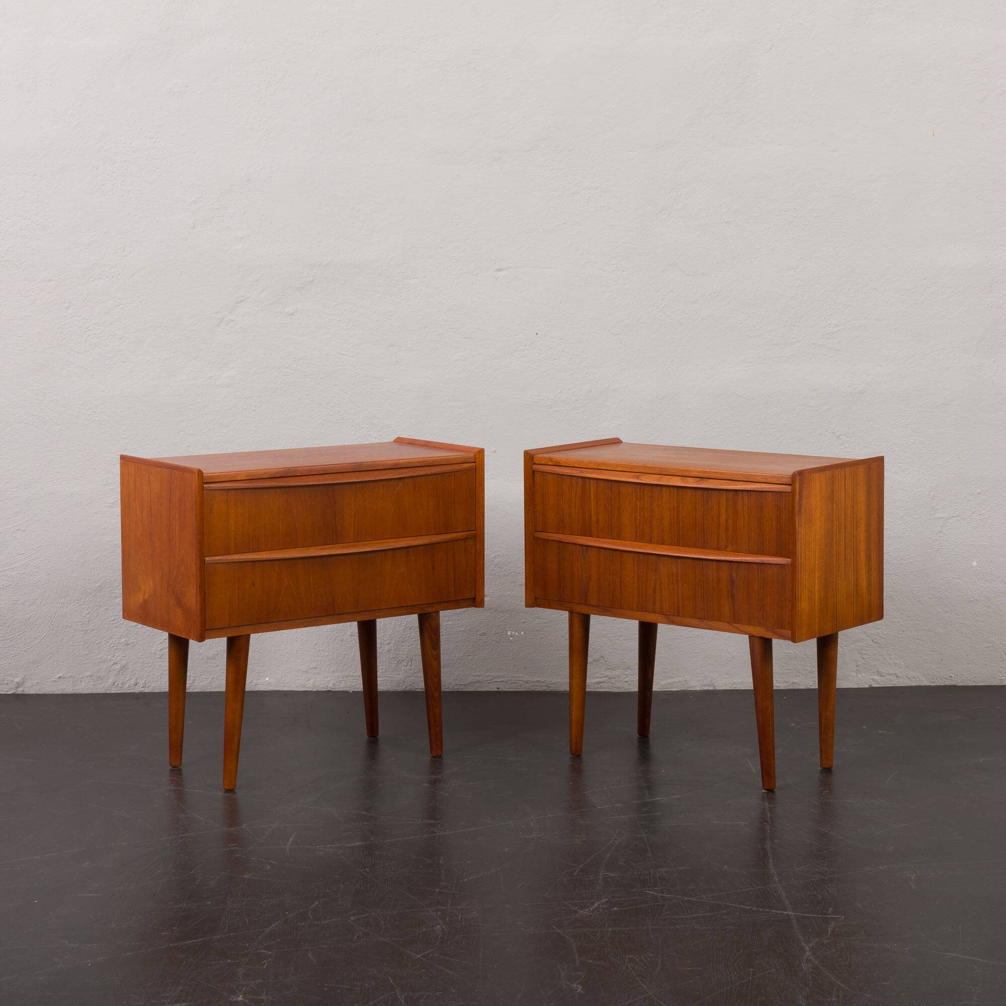 Pair of Danish vintage teak nightstands with 2 drawers, 1960s