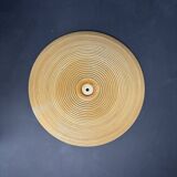 Lampe de table en rotin, bambou et laiton, Italie années 1970