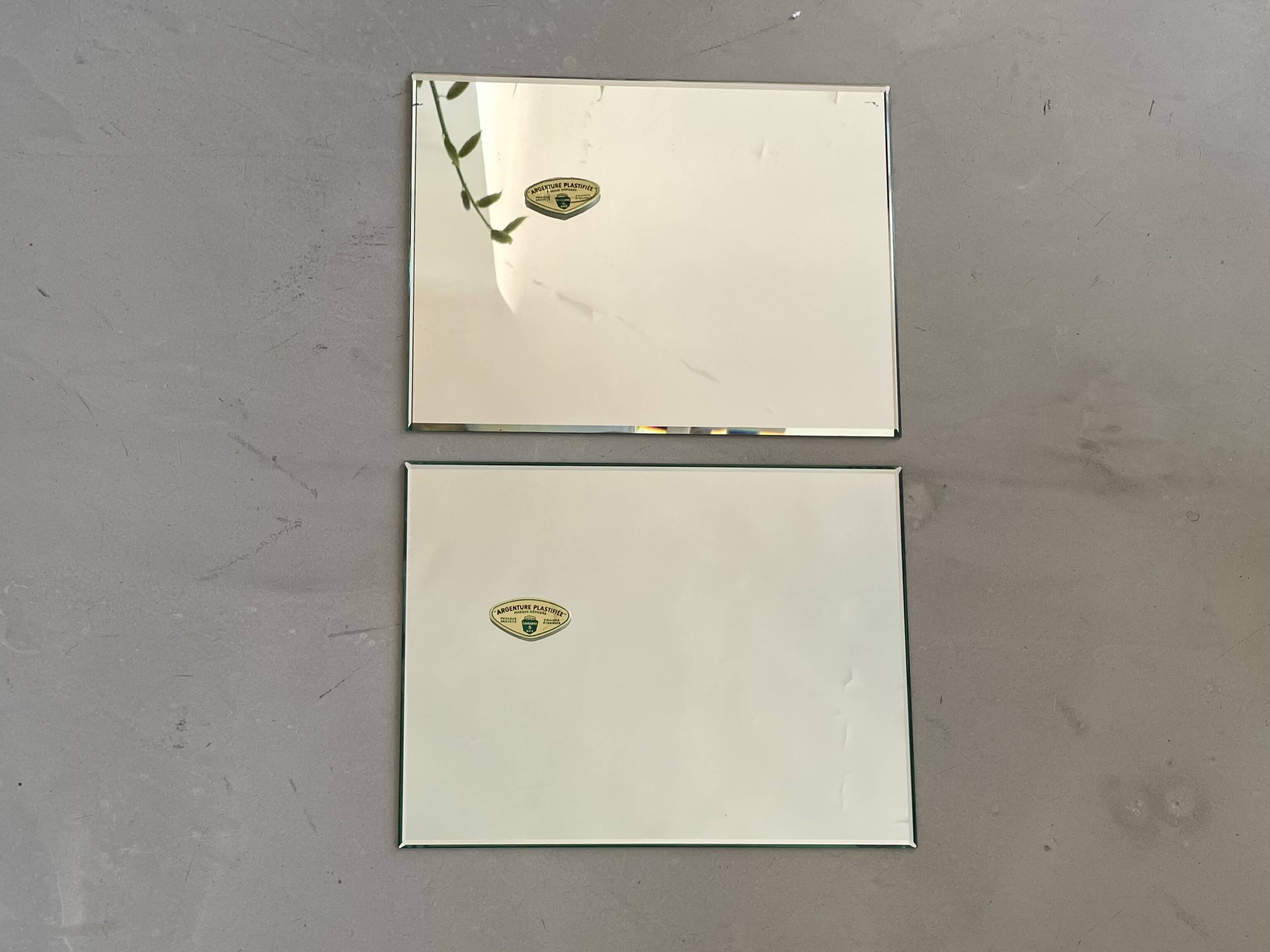 Set of 2 antique beveled mirrors 30x40cm