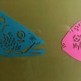 Colour paper artwork face to face