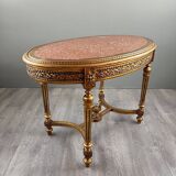 Louis XVI style oval table with marble top, 19th century