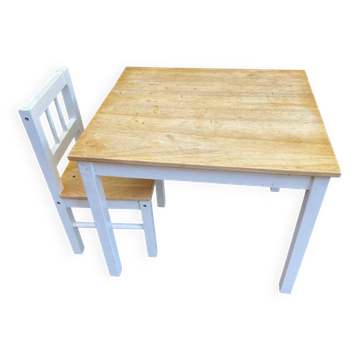 Scandinavian Table and Chair Set for Children IKEA Kritter – Wood & White