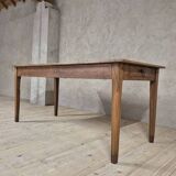 Antique rustic farmhouse table in solid oak, 19th century
