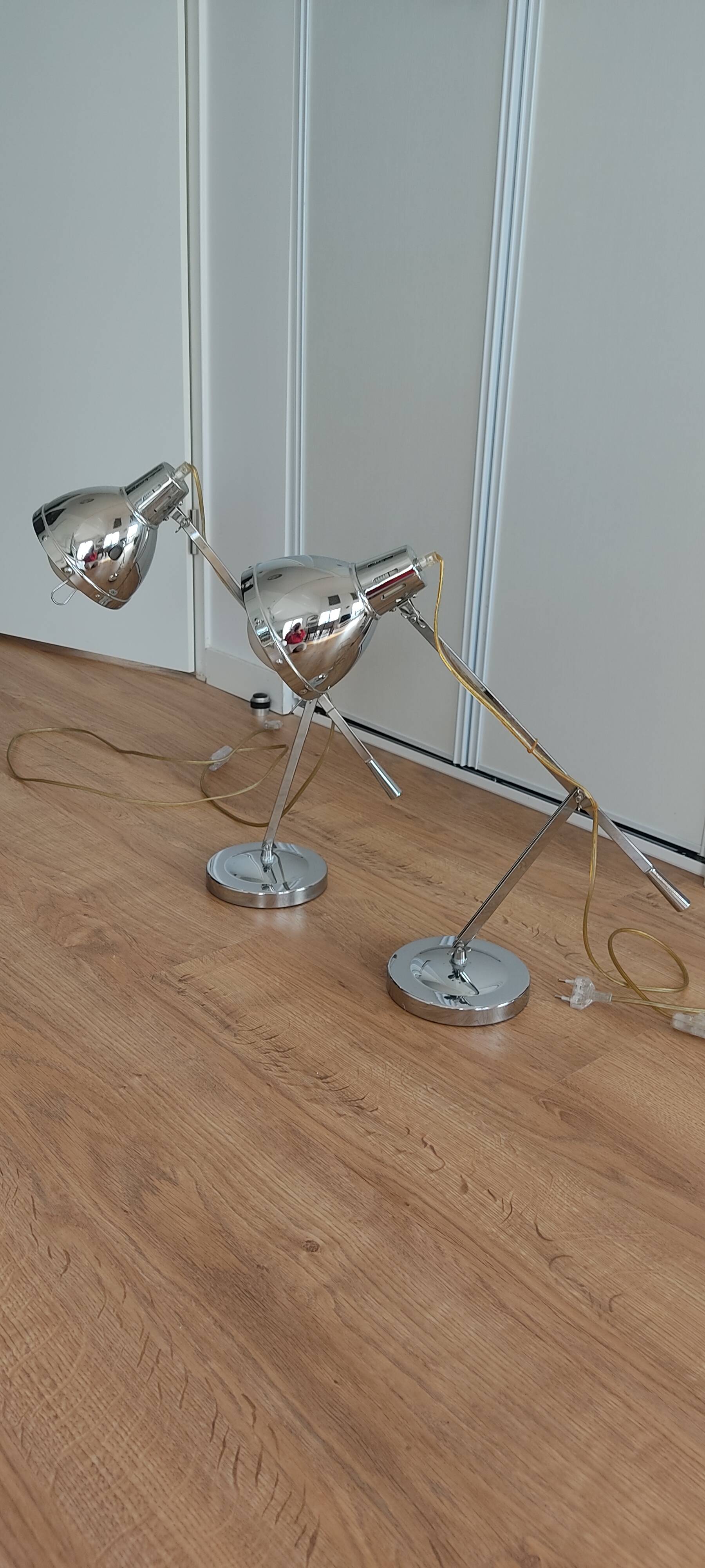 Pair of chrome lamps
