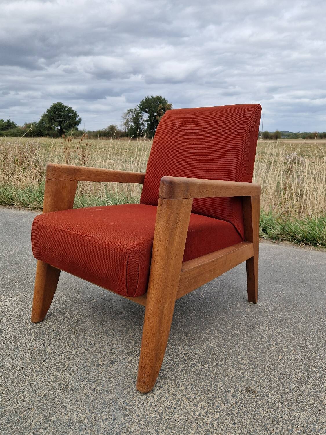Antique solid oak armchair