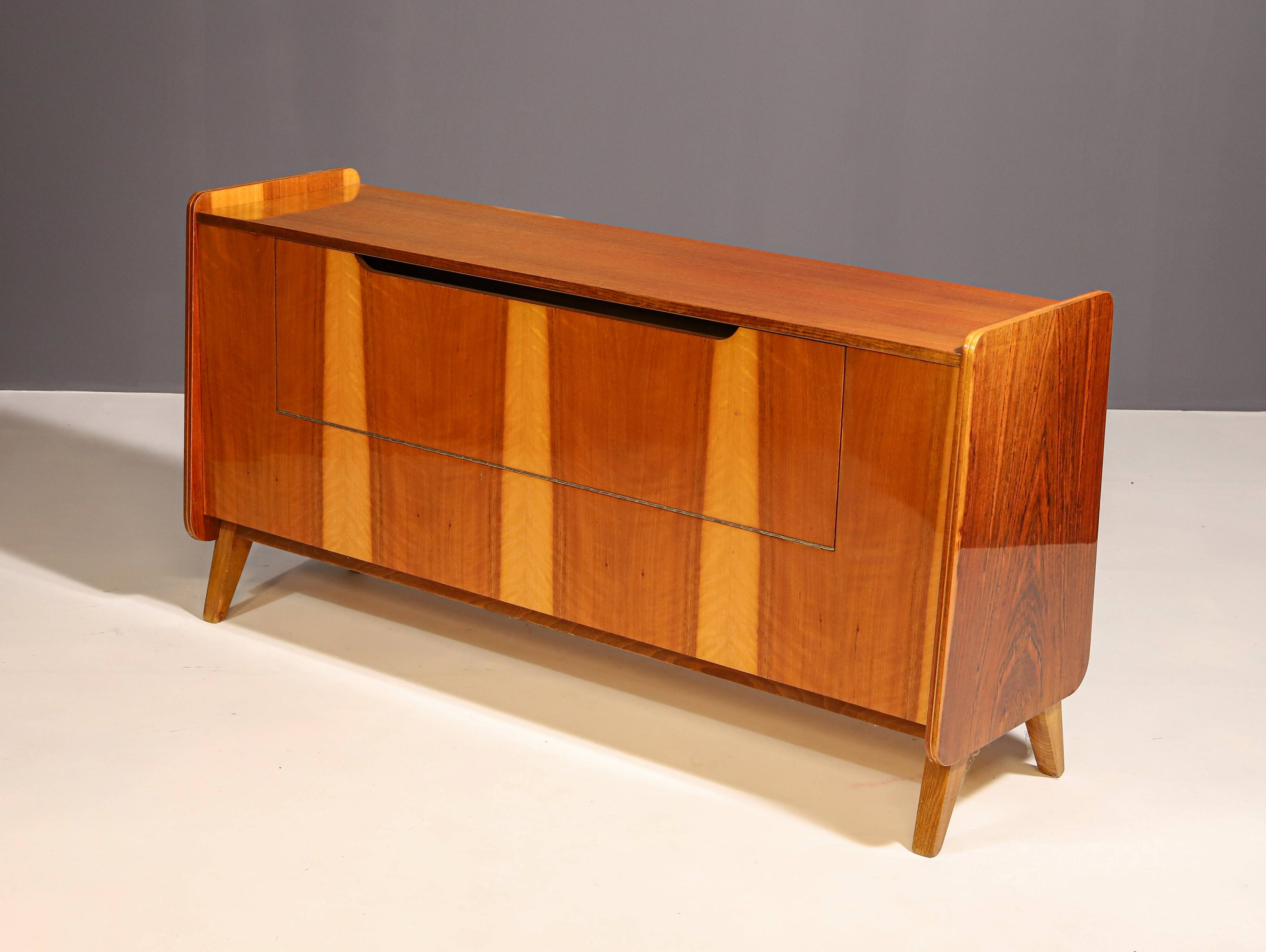 Vintage walnut sideboard, chest of drawers by František Jirák, 1970s, Czechoslovakia