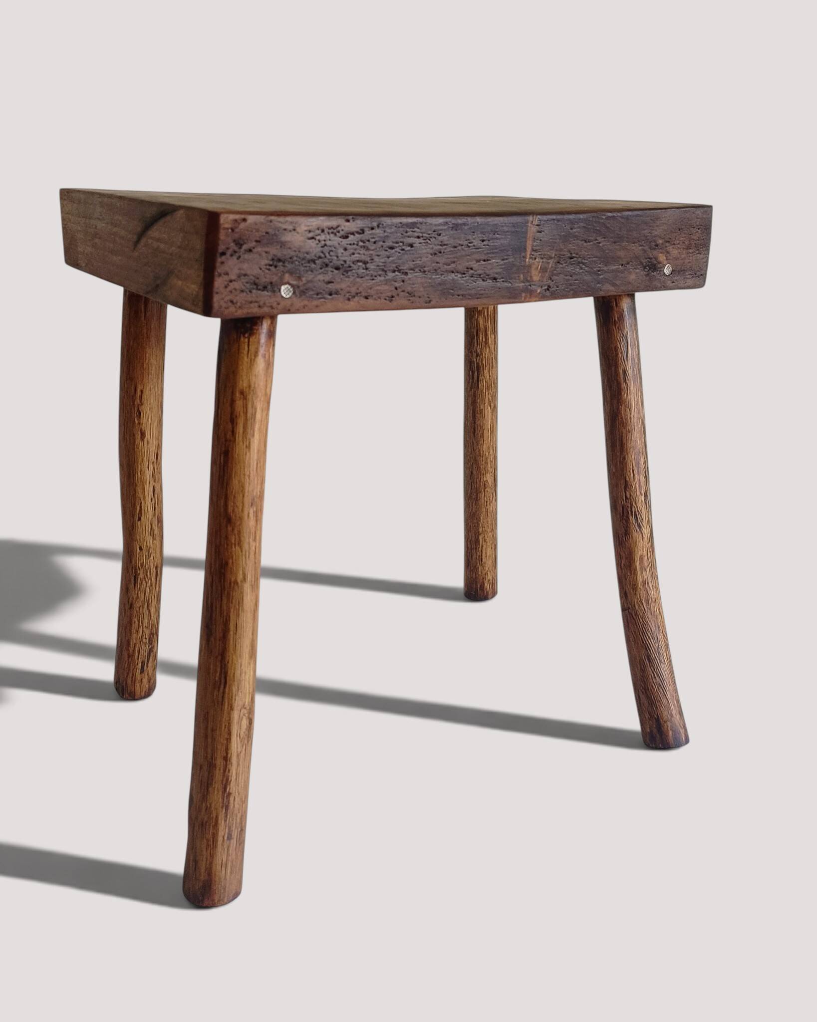 Rustic European Solid Wood Accent Side Table or Stool
