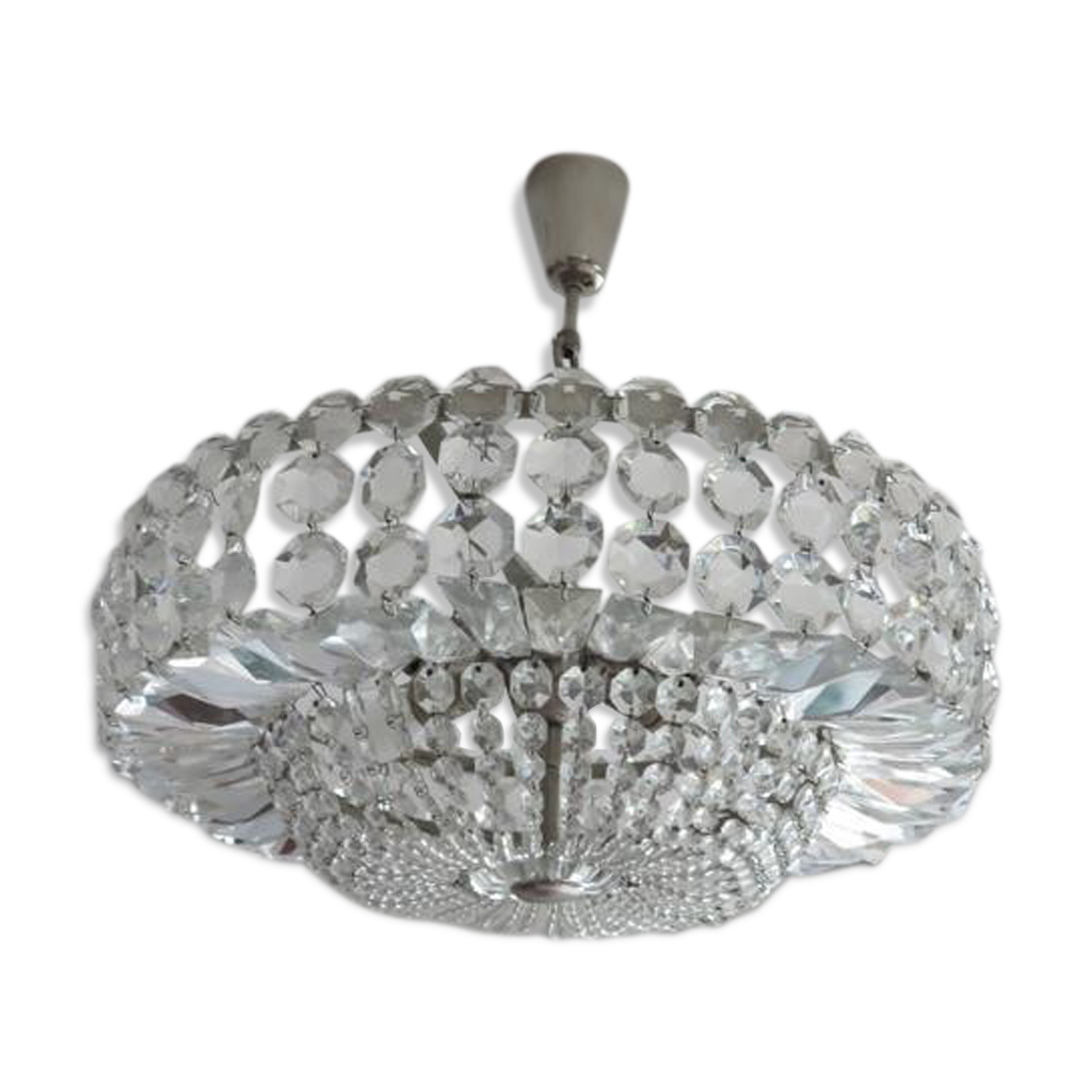 Lustre "Palwa" 6 fires in nickel brass and 60s crystal