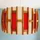 Scandinavian pendant lamp in teak and burlap, 60s