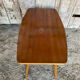 Table Basse Ancienne Scandinave Bois Pieds Compas Années 60 Vintage #E