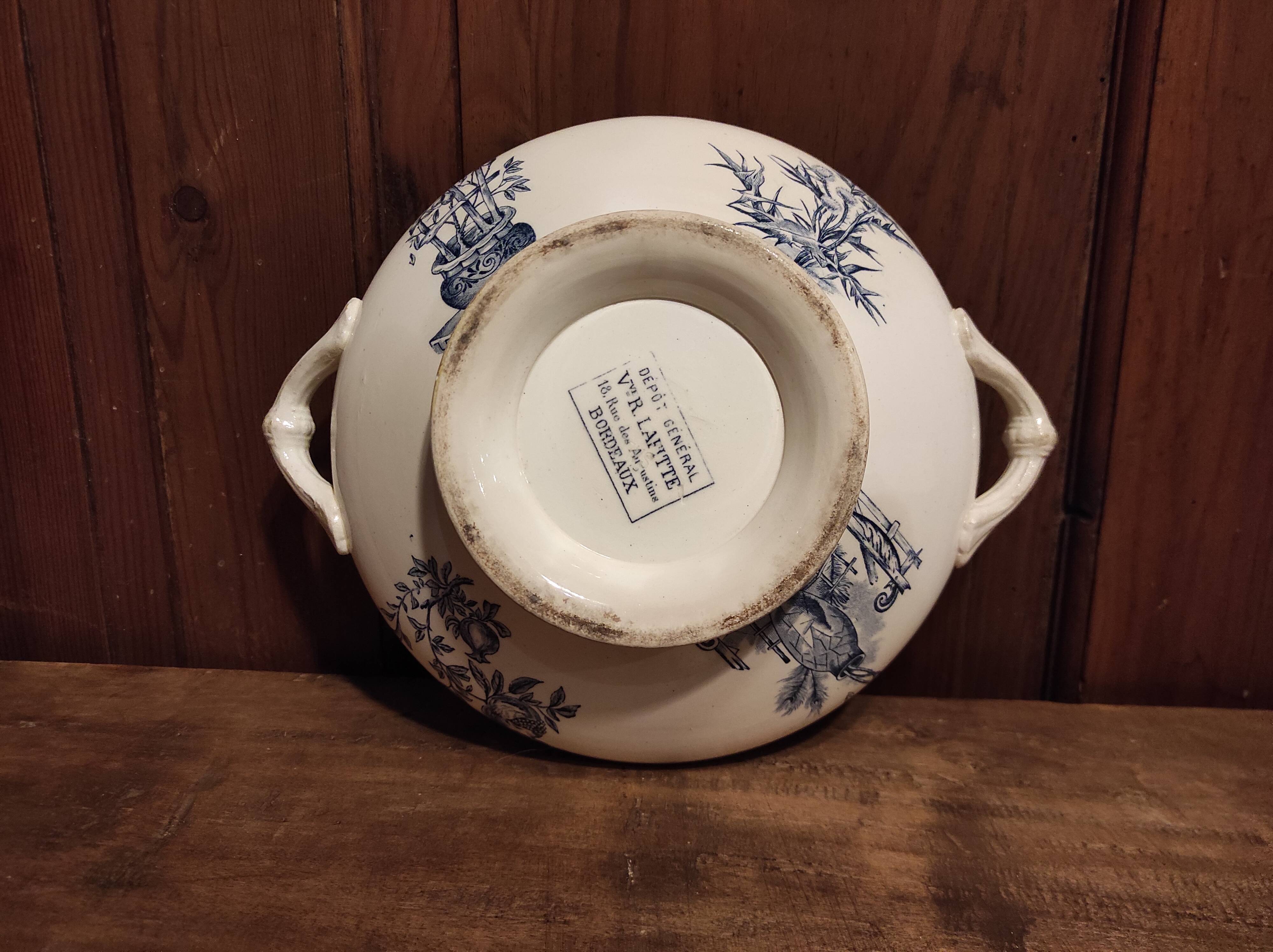 French vintage soup tureen, R. Lafitte, Terre de Fer, Salins