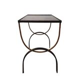 Vintage cast iron and black glass side table