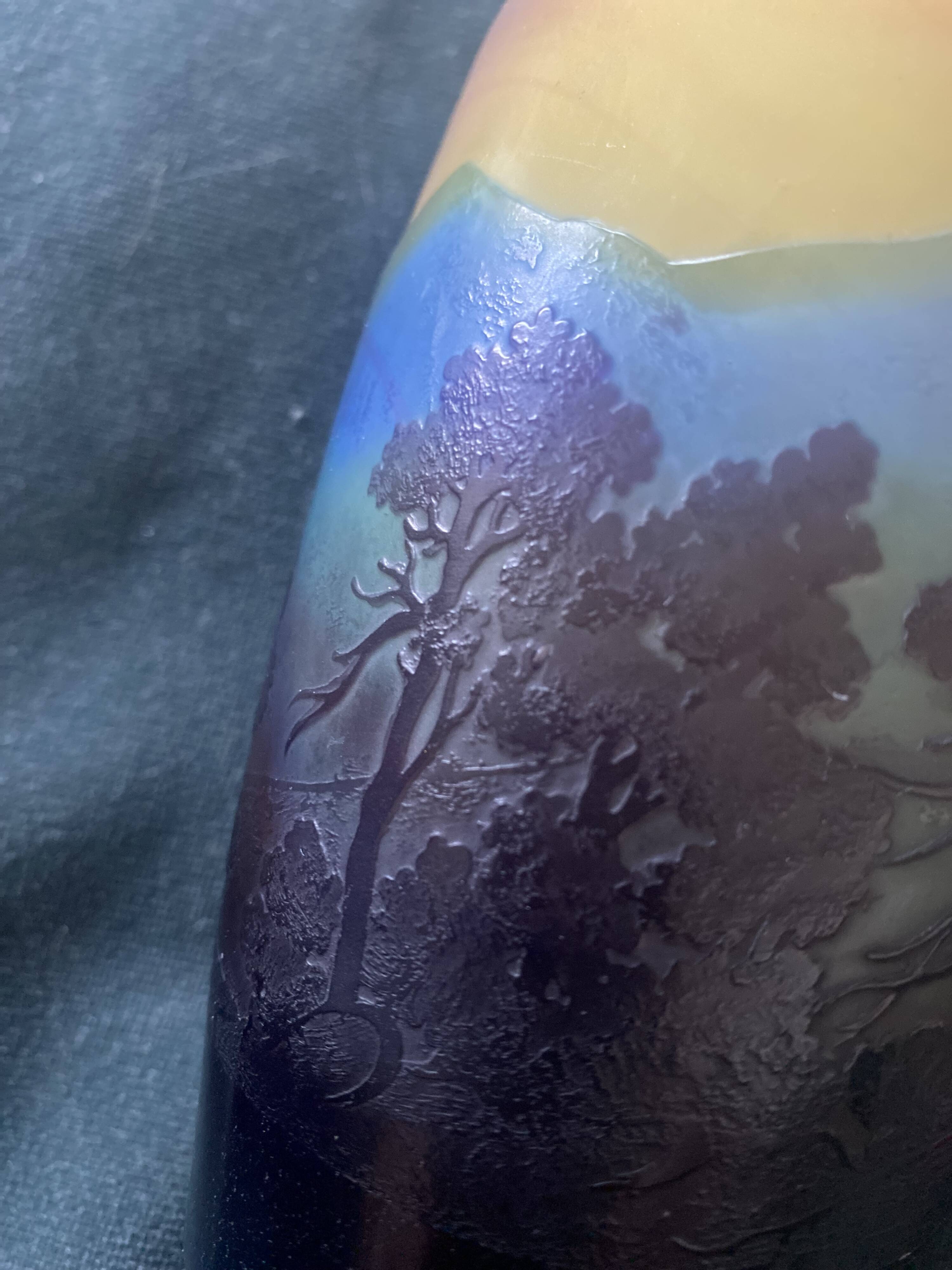 Gallé Blue Line Vase from the Vosges
