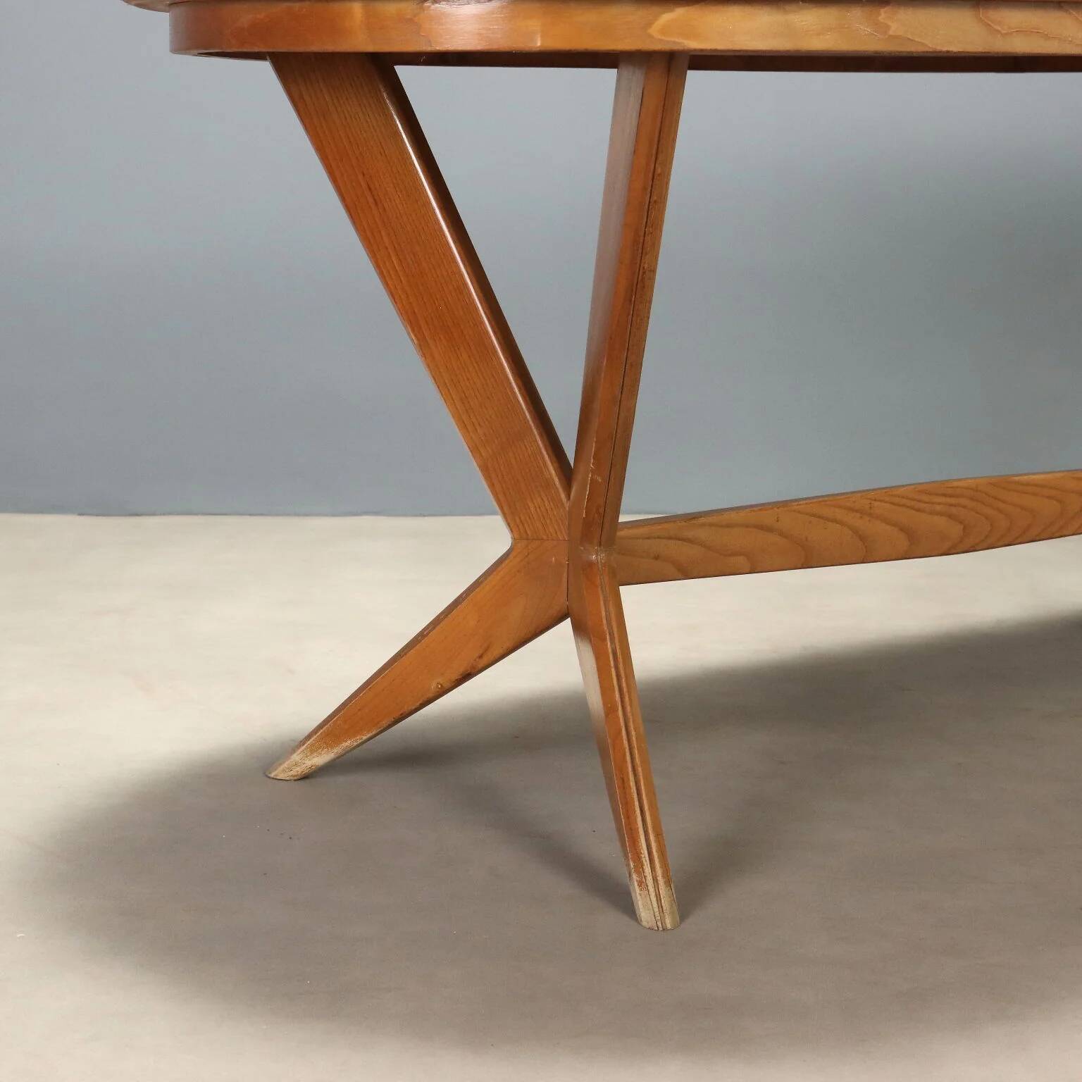 Table vintage des années 1960 avec plateau elliptique