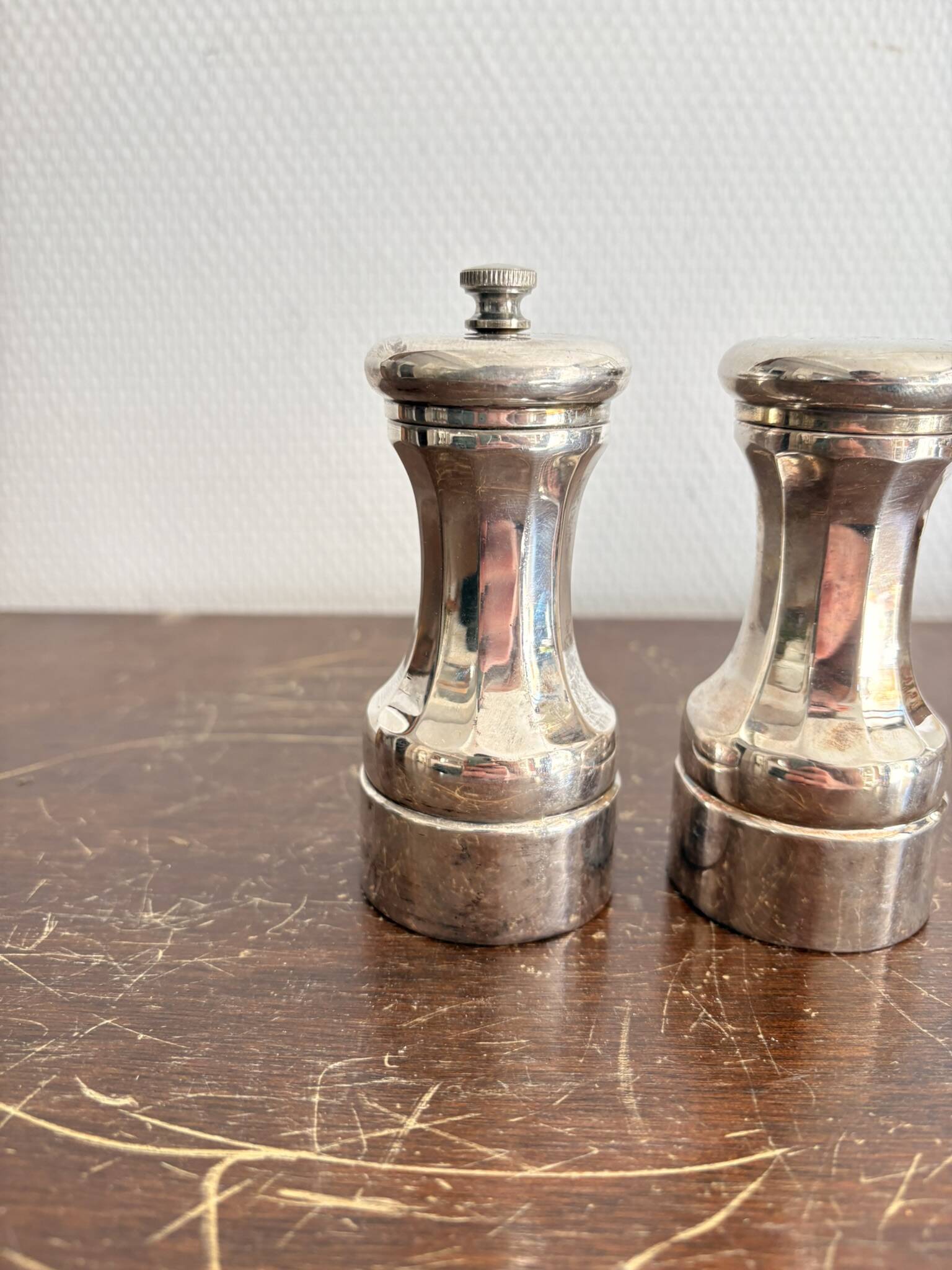 Silver Metal Art Deco Nouveau Salt and Pepper Shaker