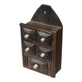 Armoire à épices d'apothicaire de cuisine en bois sculpté primitif