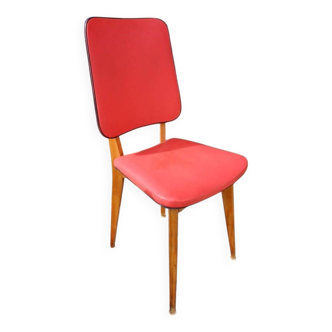 Belle chaise vintage Skaï rouge