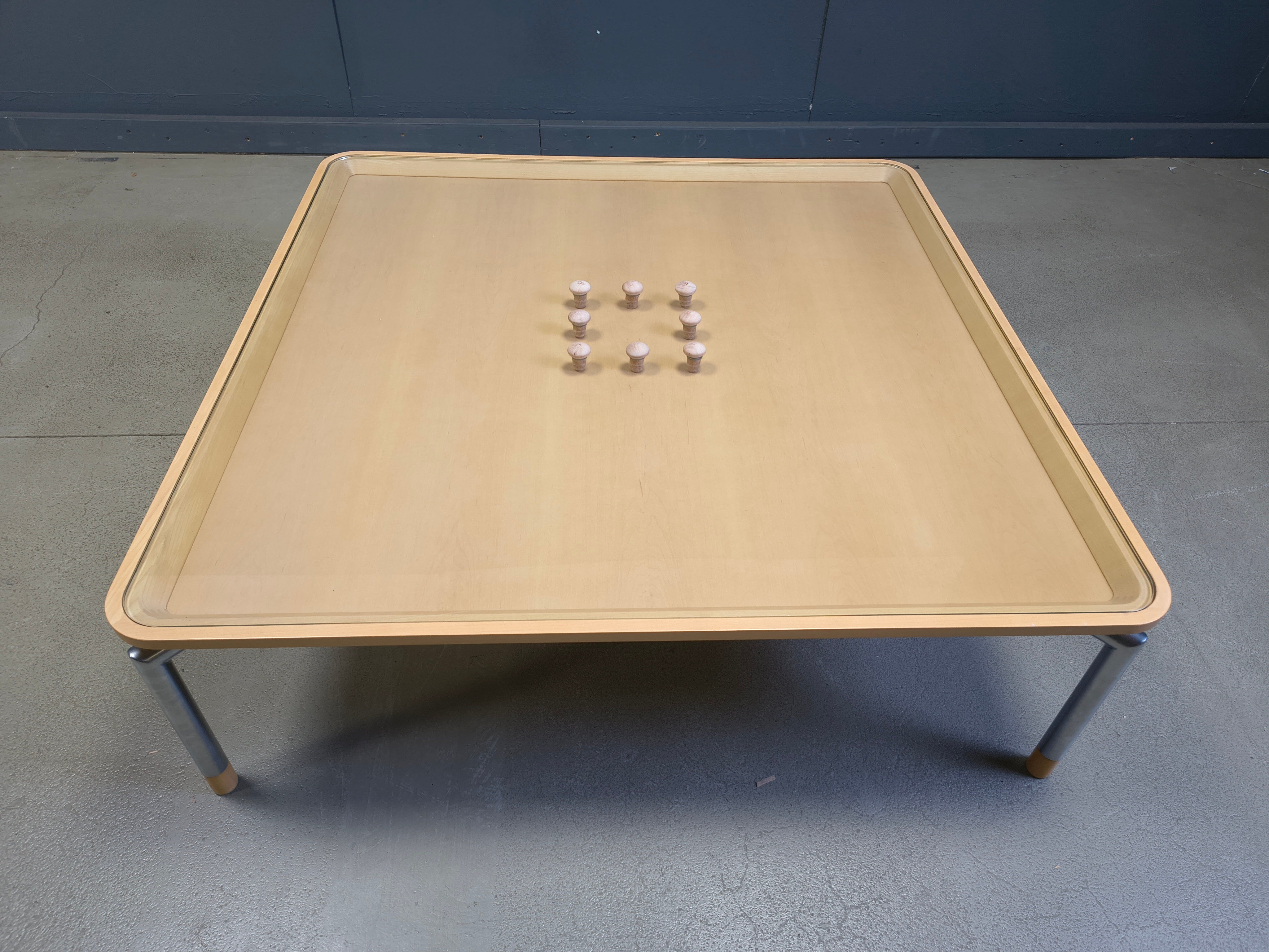 Table basse post-moderne en liège et en verre, années 1980