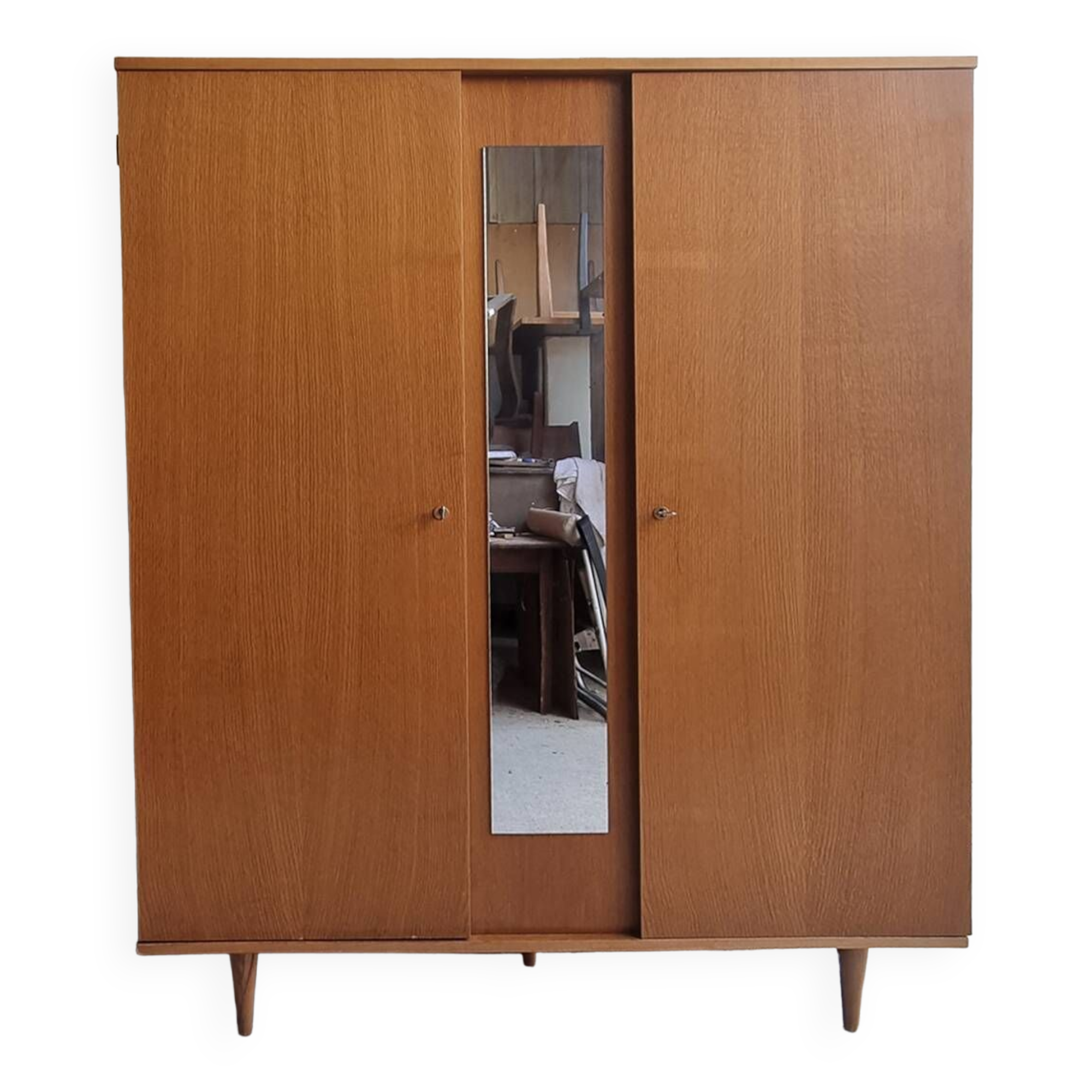 Wooden cabinet, wardrobe, shelves, vintage, 60s