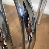 Vintage 70s table in tubular chrome and smoked glass