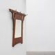 Art Nouveau Oak Coat Rack with Mirror and Floral Carvings, Belgium, circa 1