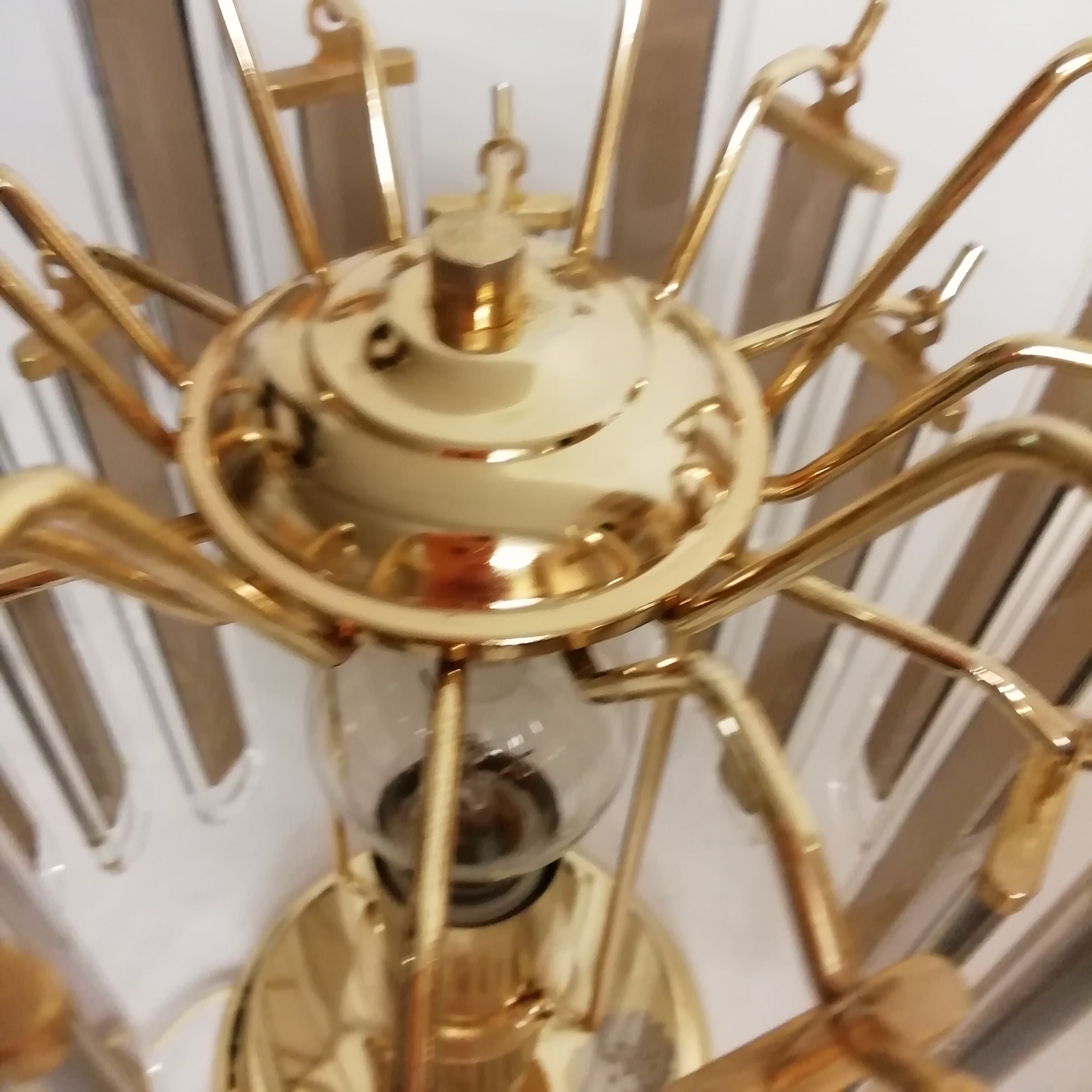 Pair of table lamps with rigid vertical crystals 1980