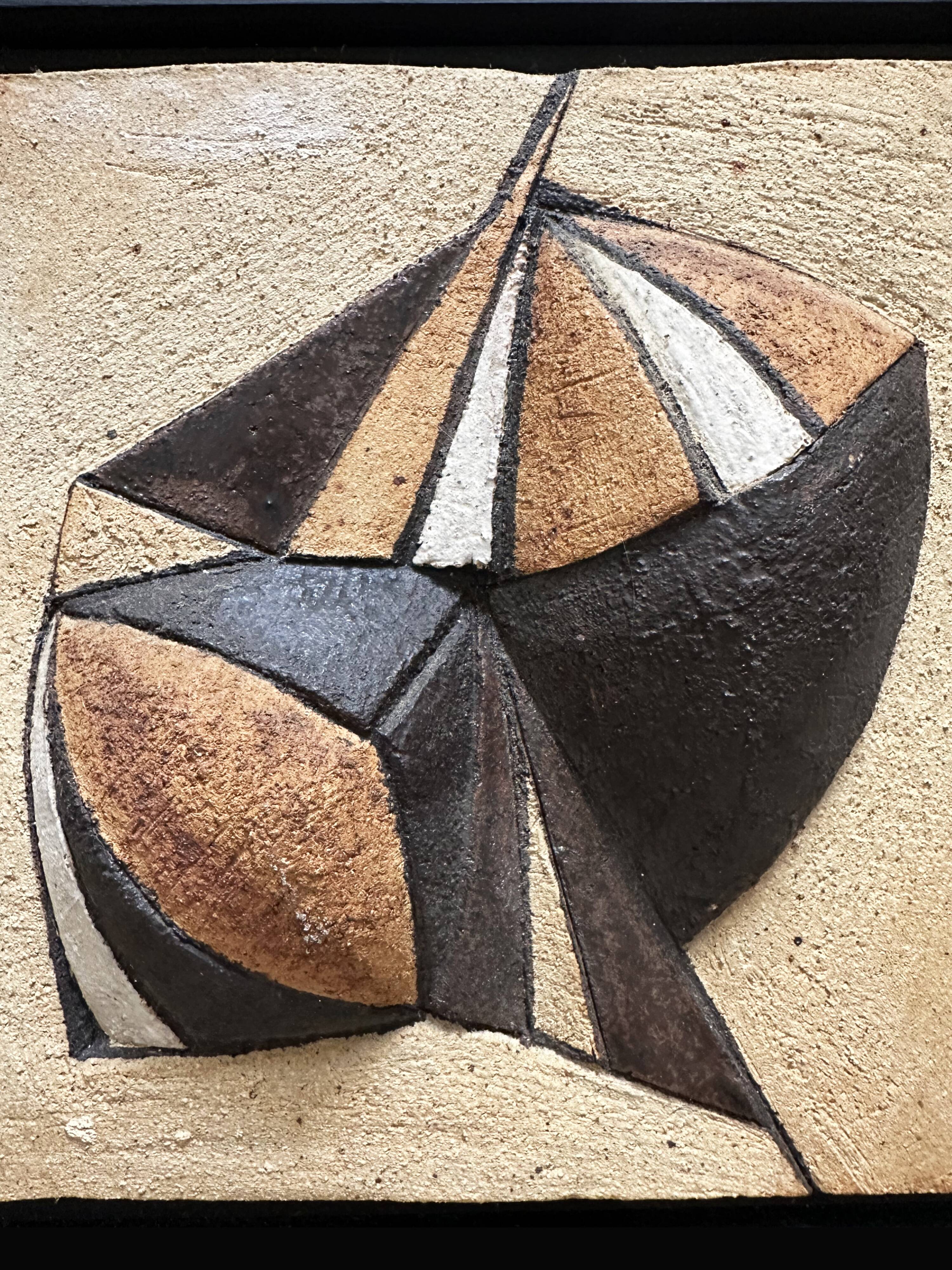 Abstract artist wall sculpture in sandstone. Denmark, 1980s.