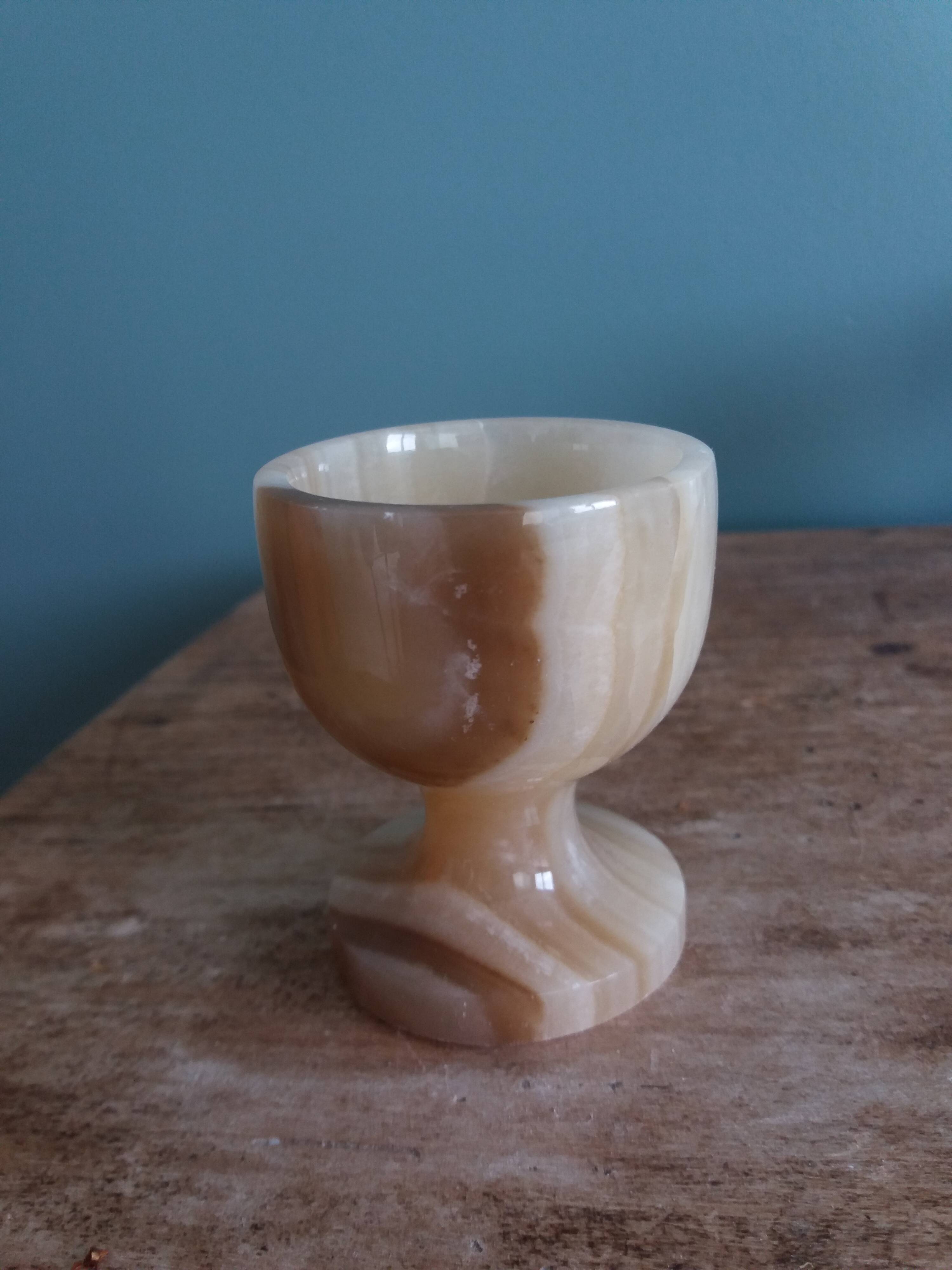 Alabaster onyx egg cup