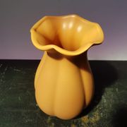 Old ceramic vase yellow corolla collar vintage