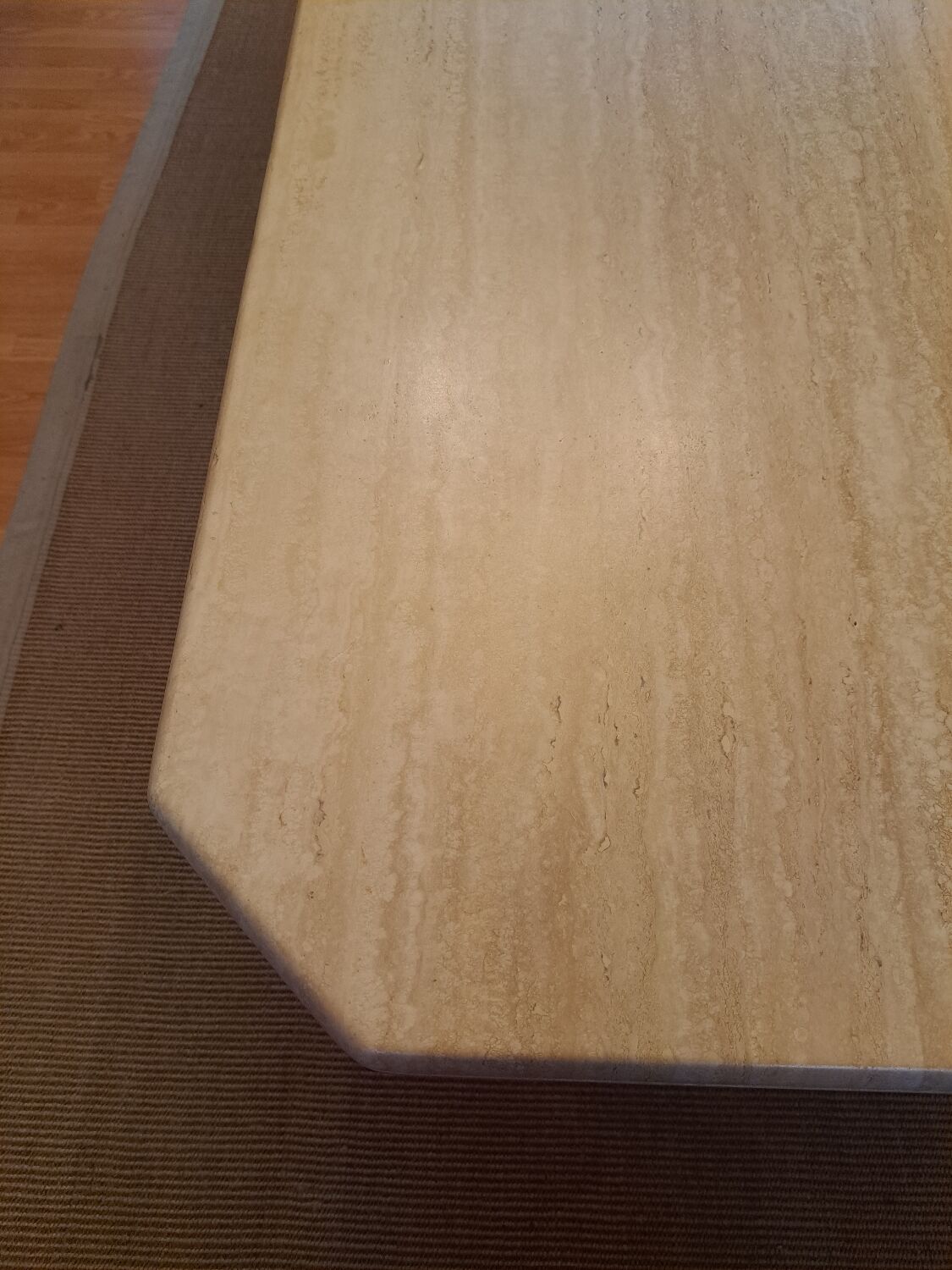 Travertine dining table.