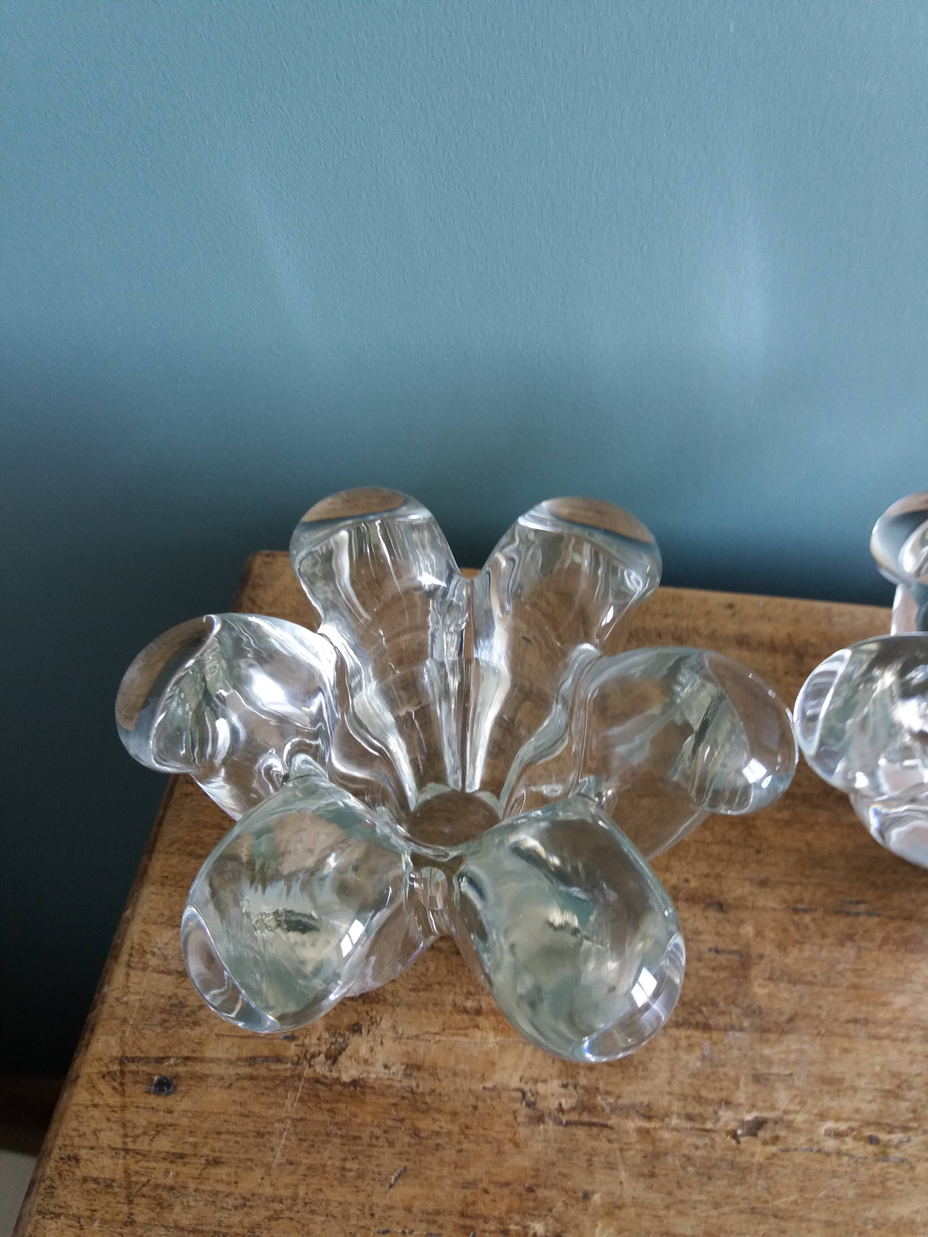 Glass or crystal flower candle holders