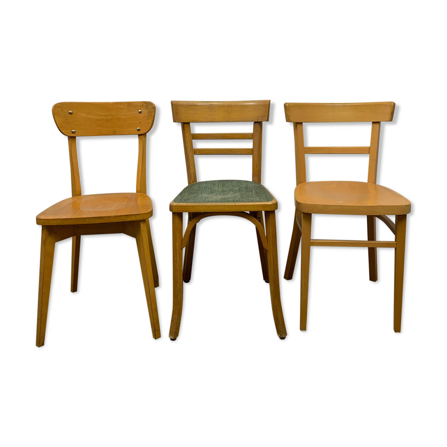 Lot 3 mismatched bistro chairs