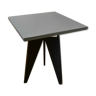 Solid oak table RAL 7040 black lacquered foot, brass