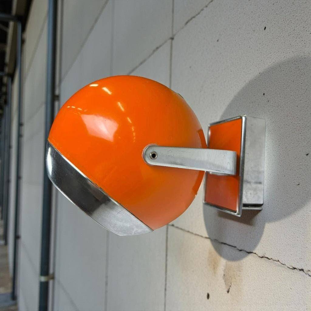 Vintage Space Age wall light orange/chrome ball