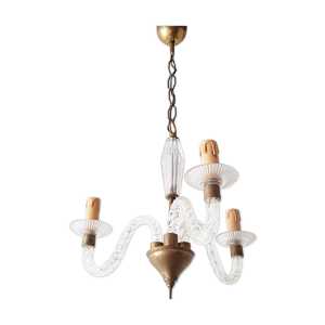 Lustre en verre & laiton
