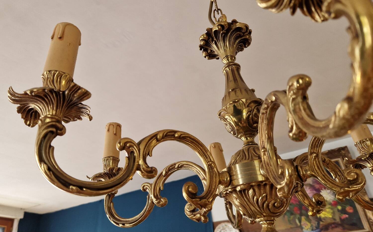 Vintage brass-plated bronze chandelier