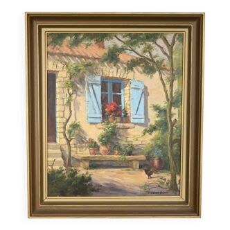 Painting "Maison Fleurie à la Blanche", signed F.Sichet – 2nd part XXth