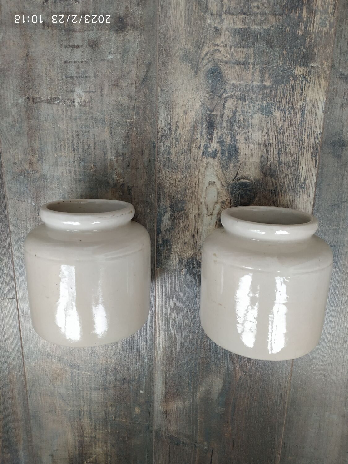 Duo of stoneware pots