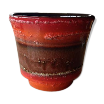 Vintage enamelled orange planter