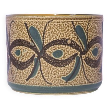 pot de fleurs marron vintage fleurs vertes