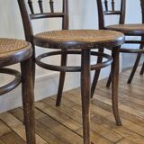 Set of 4 chairs signed Thonet with caning